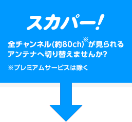 スカパー！全チャンネルが見られるアンテナへ切り替えませんか？