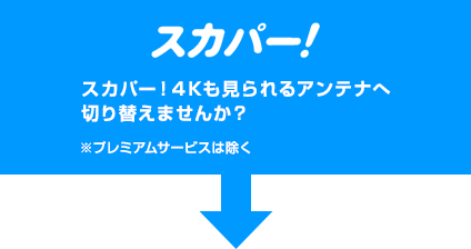 スカパー！４Kも見られるアンテナへ切り替えませんか？