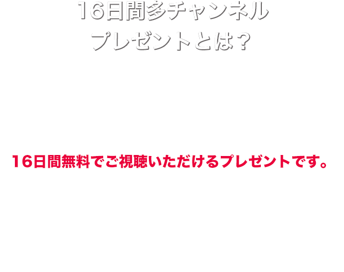 16日間多チャンネルプレゼントとは？